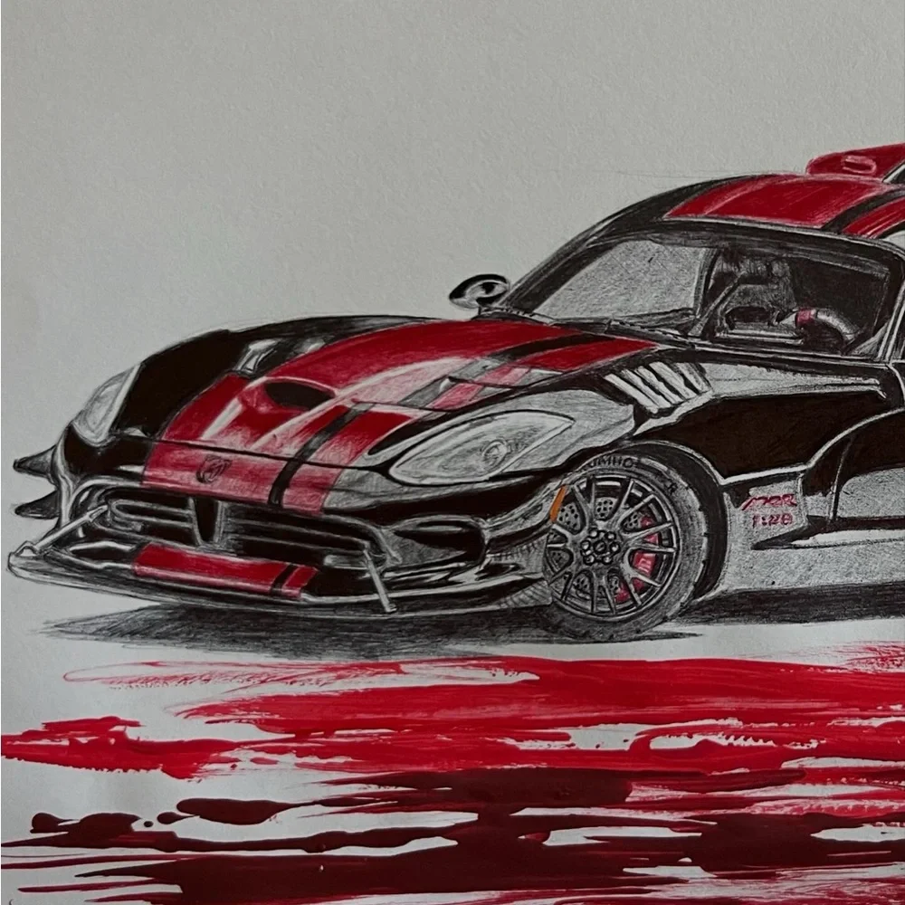 Red and Black Sports Car Dodge 2017 - Picture 2 of 2